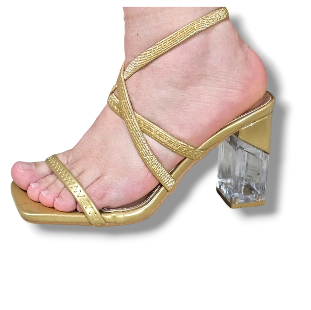 Elegant Gold Strappy Heels